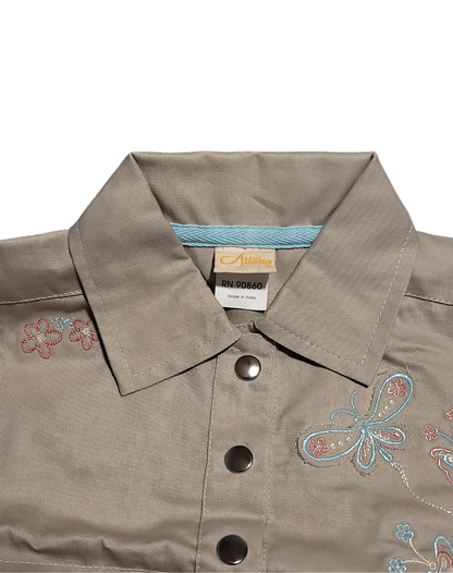 Butterfly Embroidered Button - Up Jacket – Toddler Girls' Stylish Cotton Jacket - Little Looms
