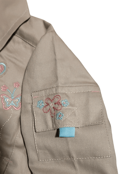 Butterfly Embroidered Button - Up Jacket – Toddler Girls' Stylish Cotton Jacket - Little Looms