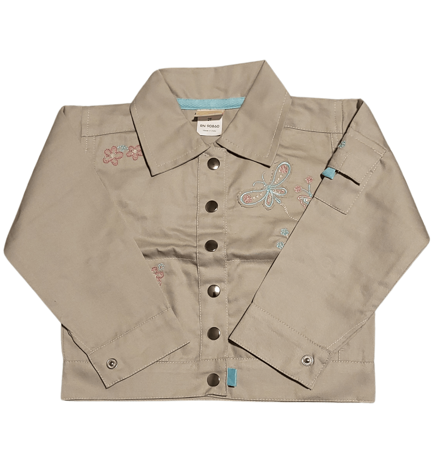 Butterfly Embroidered Button - Up Jacket – Toddler Girls' Stylish Cotton Jacket - Little Looms