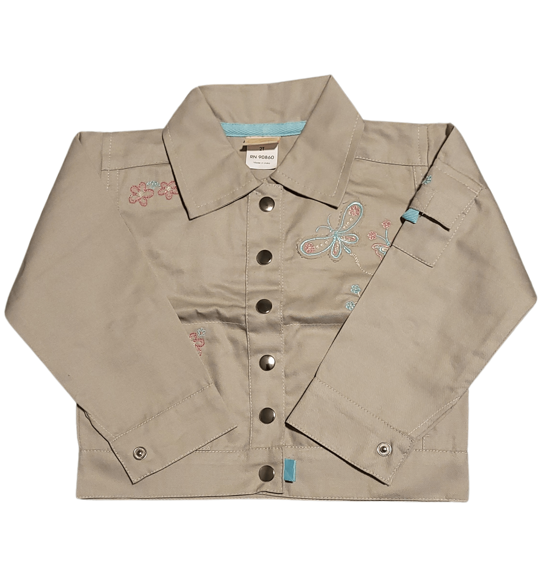 Butterfly Embroidered Button - Up Jacket – Toddler Girls' Stylish Cotton Jacket - Little Looms