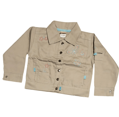 Butterfly Embroidered Button - Up Jacket – Toddler Girls' Stylish Cotton Jacket - Little Looms