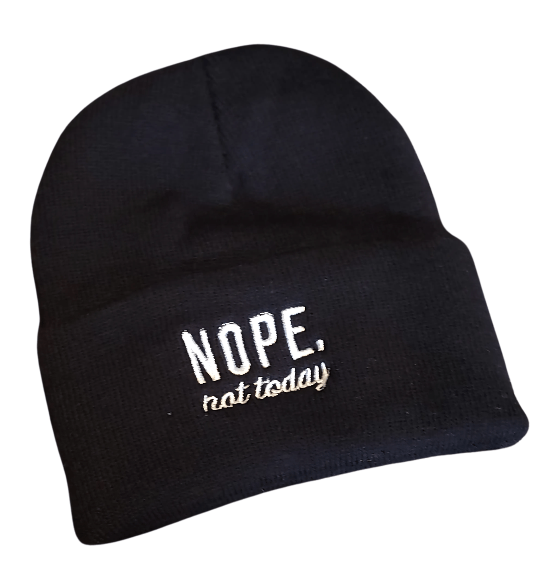 "NOPE Not Today" Embroidered Knit Beanie - Little Looms