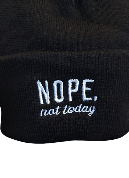"NOPE Not Today" Embroidered Knit Beanie - Little Looms