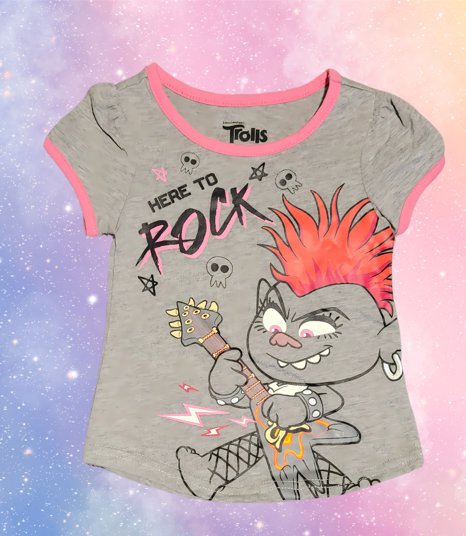 Licensed DreamWorks Trolls "Here to Rock" Toddler Girl T-Shirt - 2T