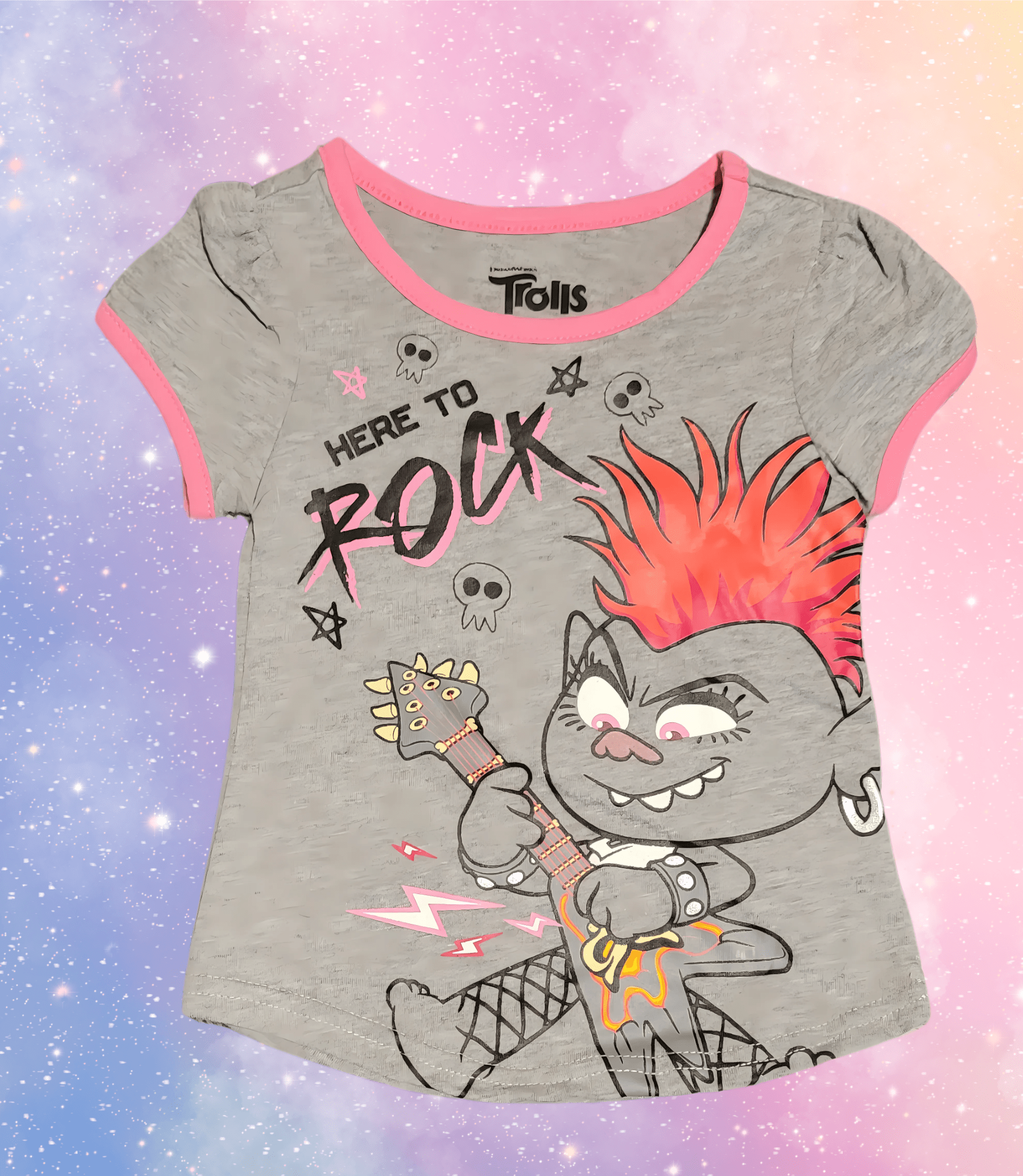 DreamWorks Trolls "Here to Rock" Toddler Girl T-Shirt - 2T - Little Looms