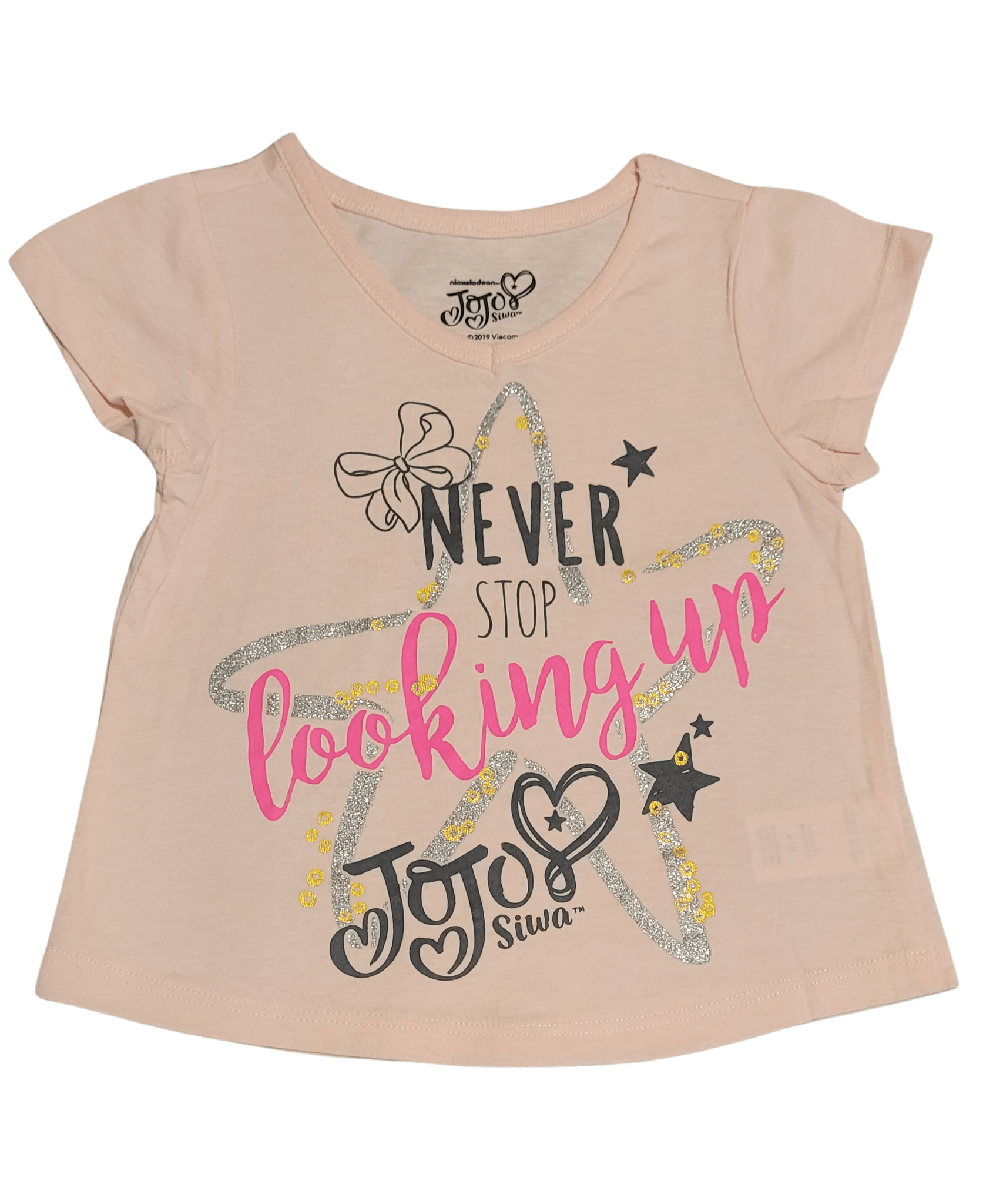 JoJo Siwa "Never Stop Looking Up" Glitter Star Graphic Tee for Toddlers – 2T - Little Looms