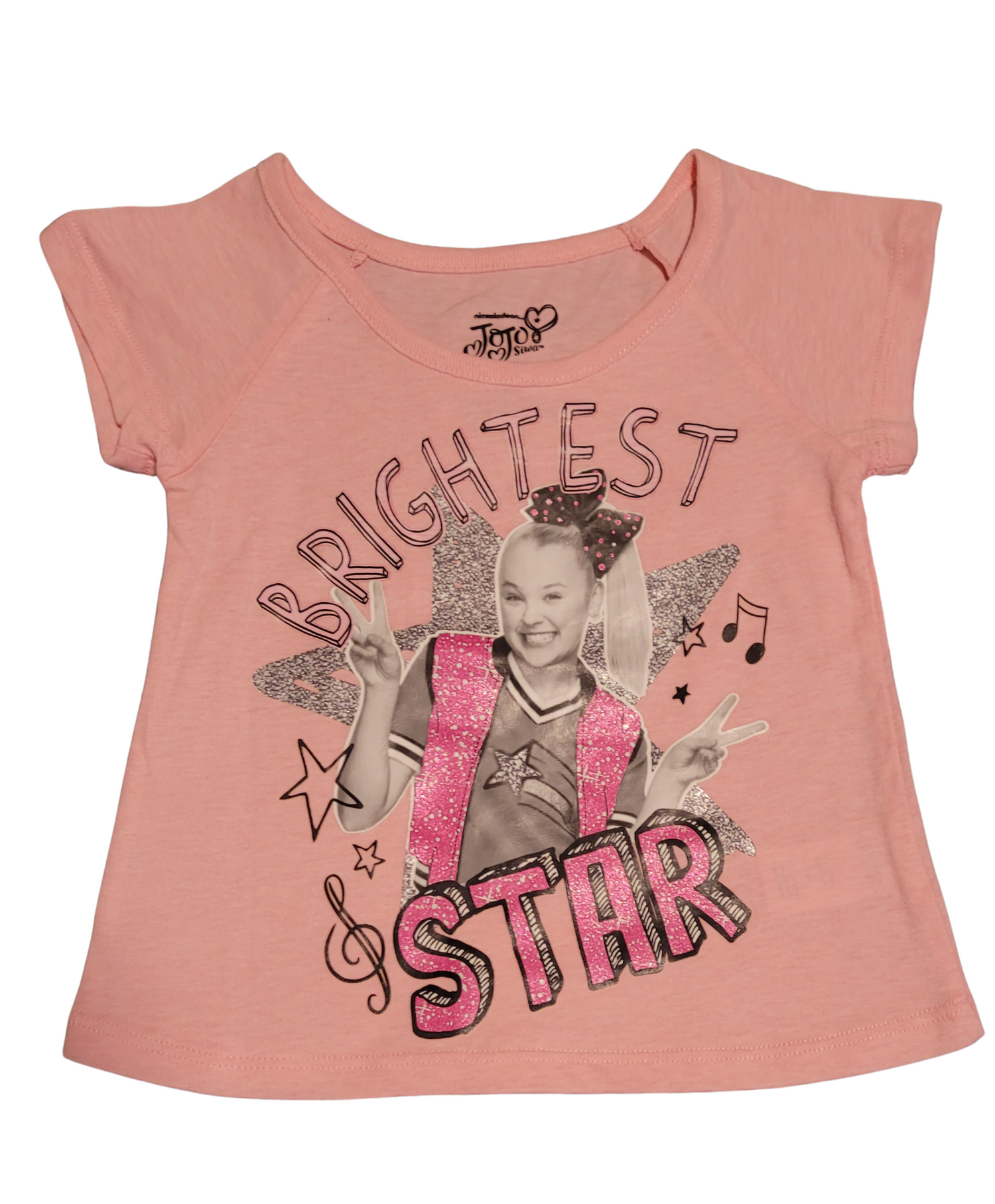 Licensed JoJo Siwa "Brightest Star" Glitter Graphic Toddler Girl Tee