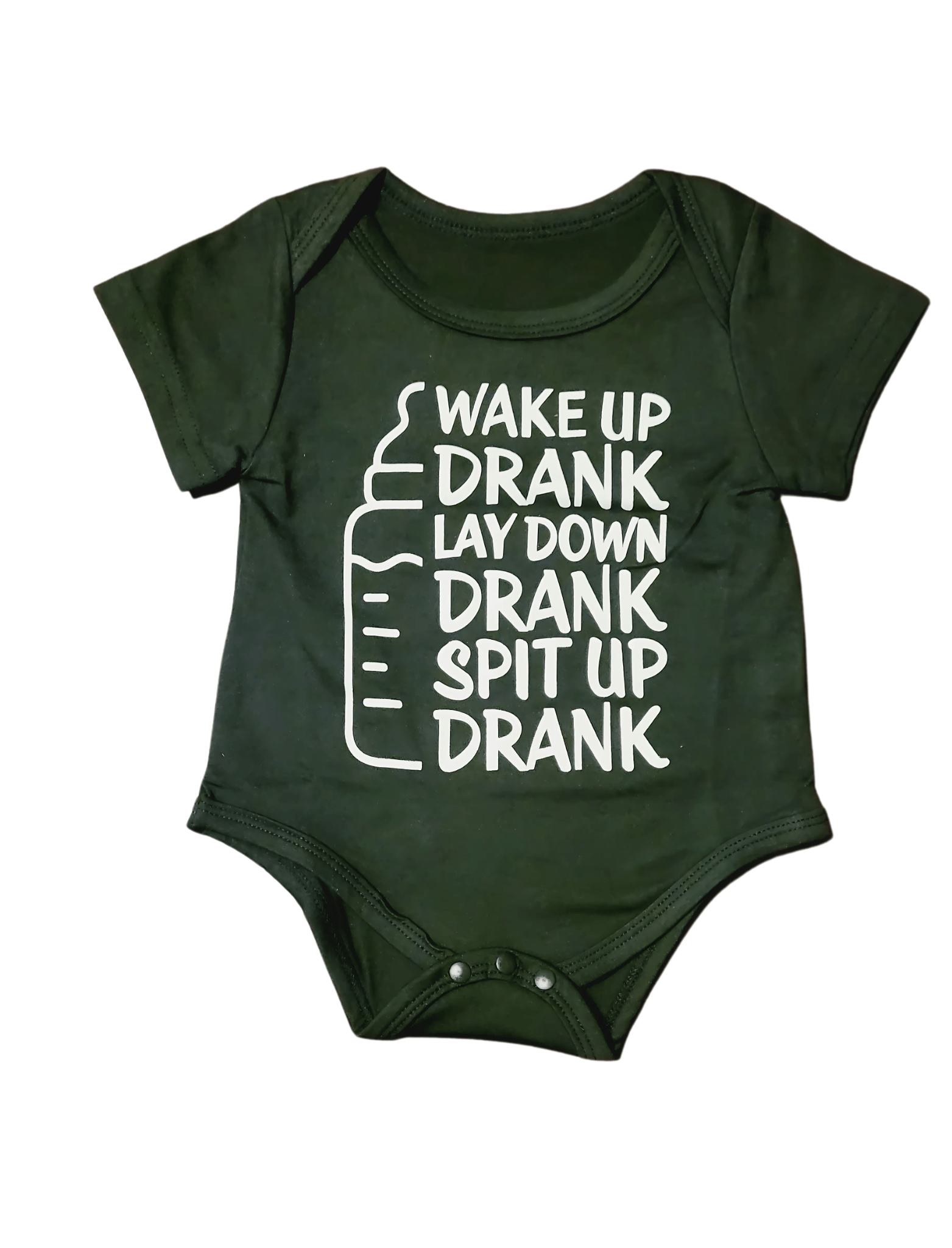 Funny Baby Bodysuit – “Wake Up Drank” Bottle | 0 - 3M Black Romper - Little Looms