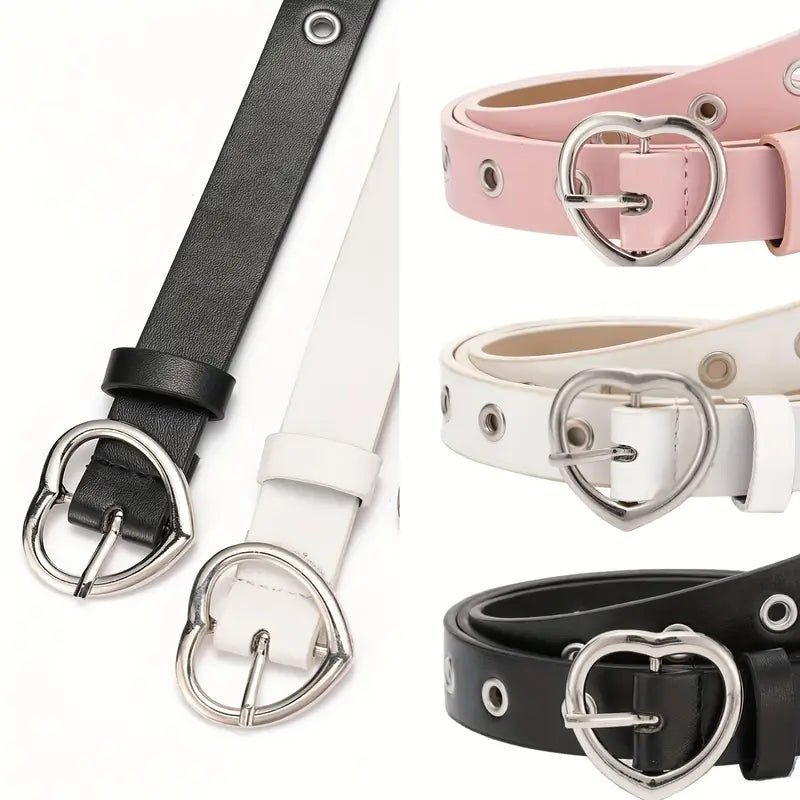 Heart Buckle PU Belt - Little Looms