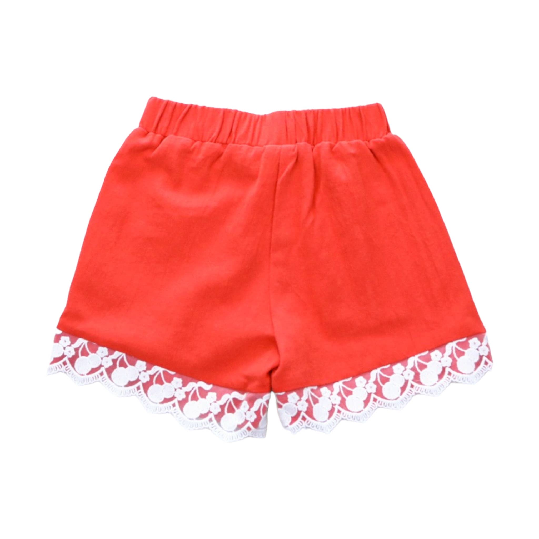 Cherry Lace Trim Girls Shorts - Little Looms