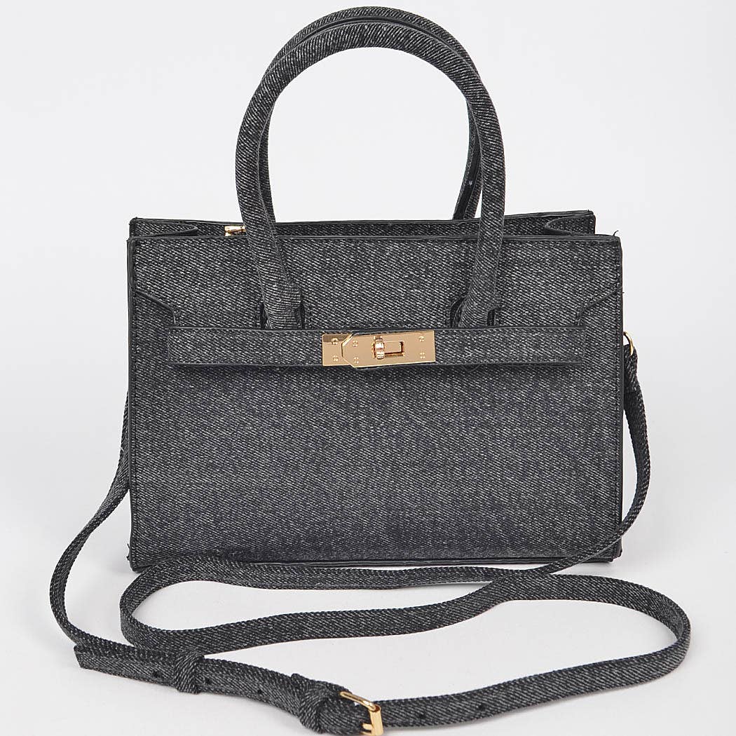 Denim Chic Structured Handbag – Crossbody or Carry - Little Looms