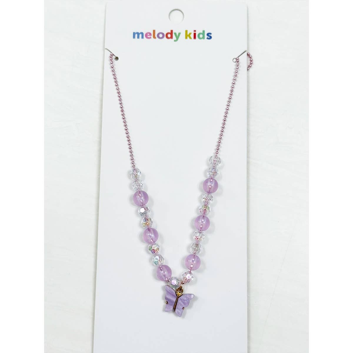 Kids' Sparkly Butterfly Charm Beaded Necklace - Little Looms