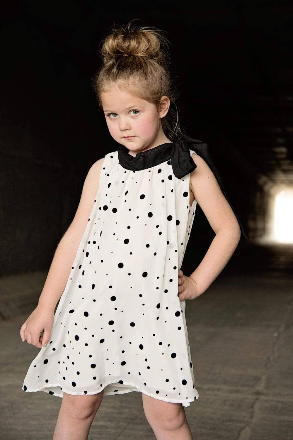 Nora Polka Dot Chiffon Dress - Little Looms