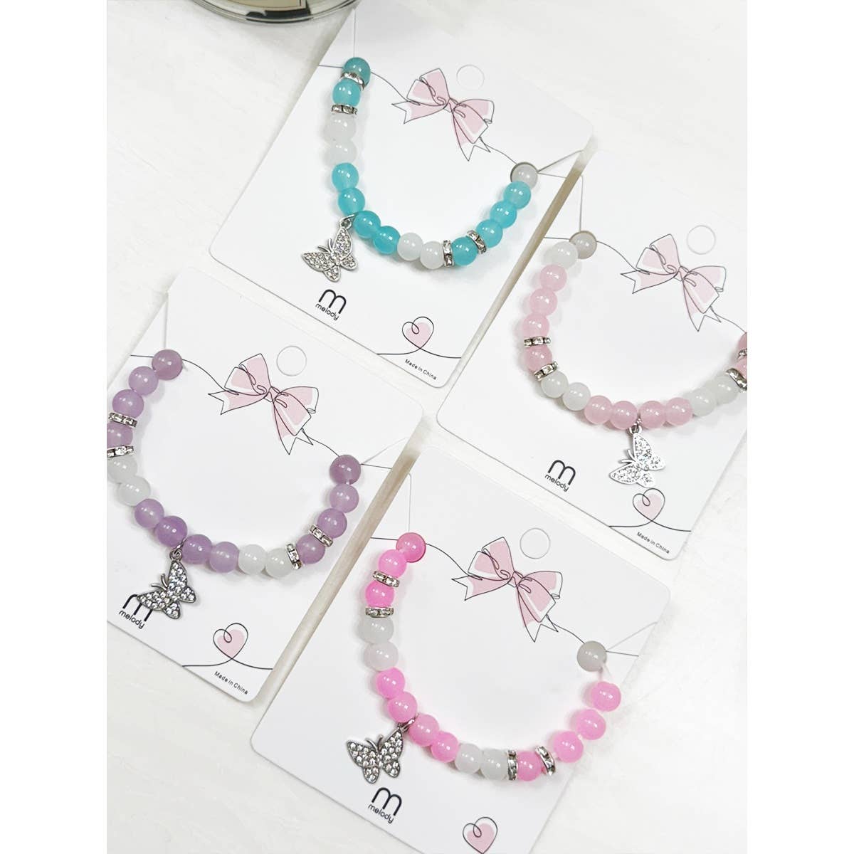 Sparkling Butterfly Charm Beaded Bracelet - Little Looms