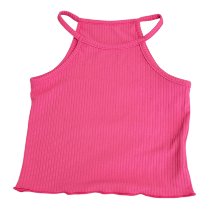 Girls Ribbed Lettuce Trim Tank Tops - Little Looms