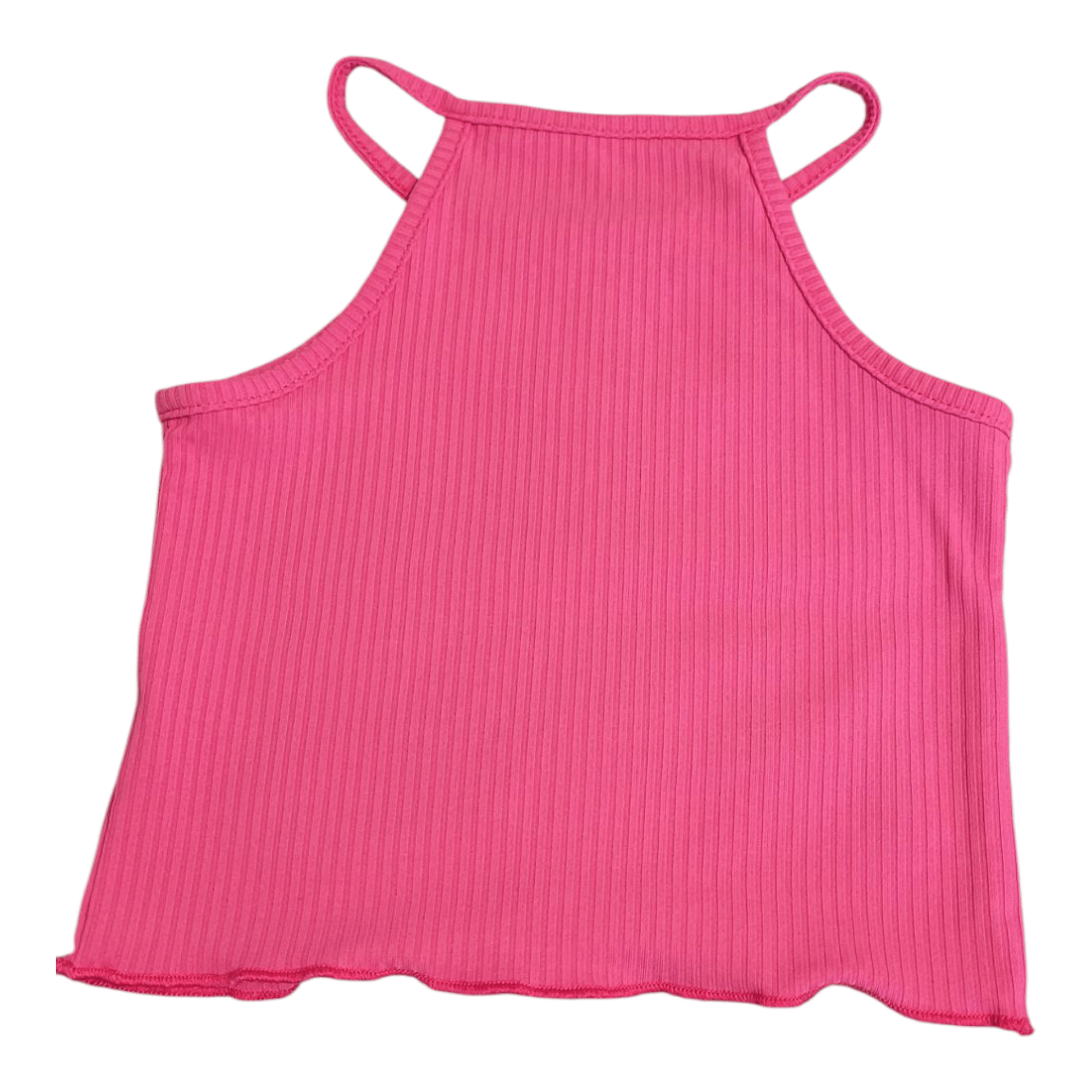 Girls Ribbed Lettuce Trim Tank Tops - Little Looms