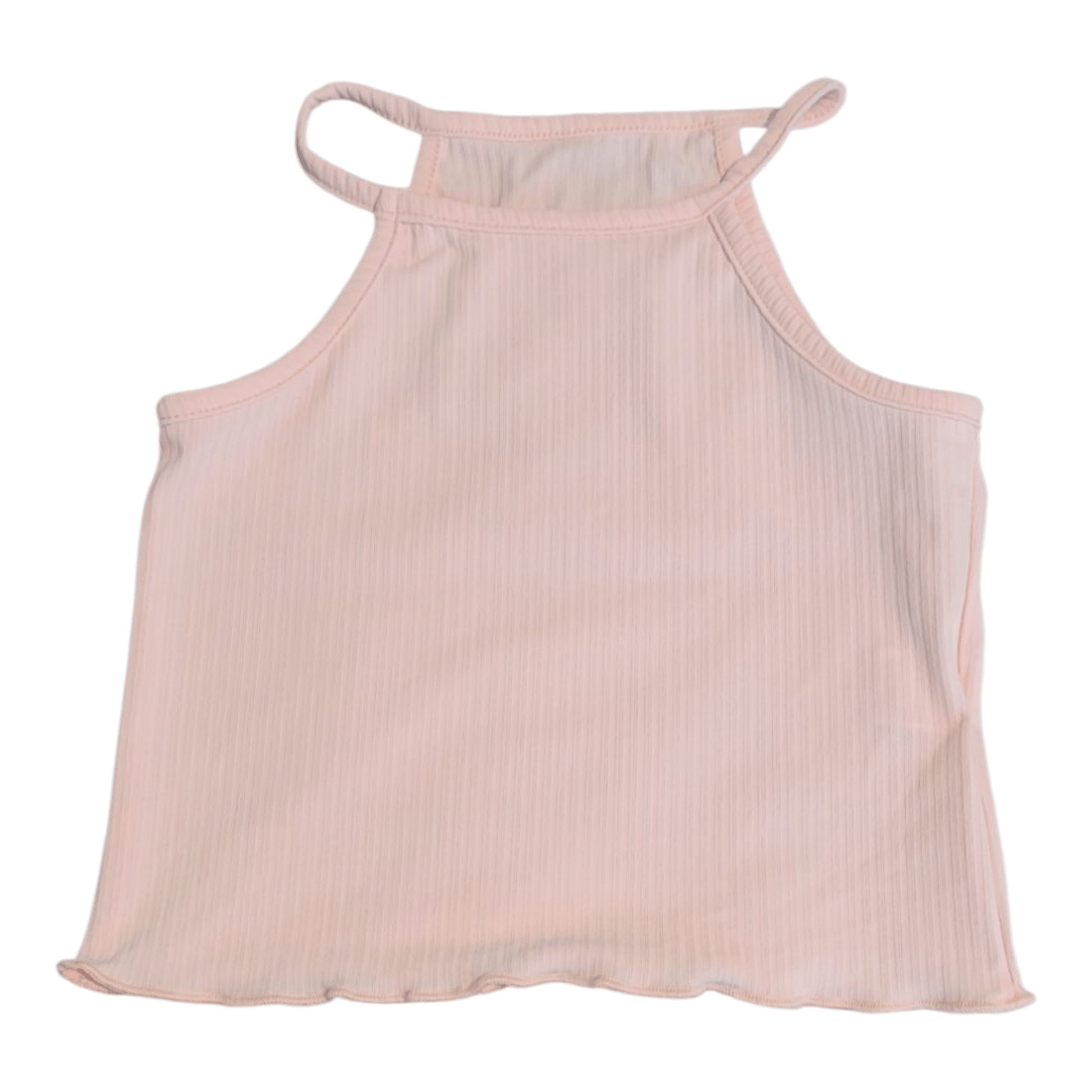Girls Ribbed Lettuce Trim Tank Tops - Little Looms