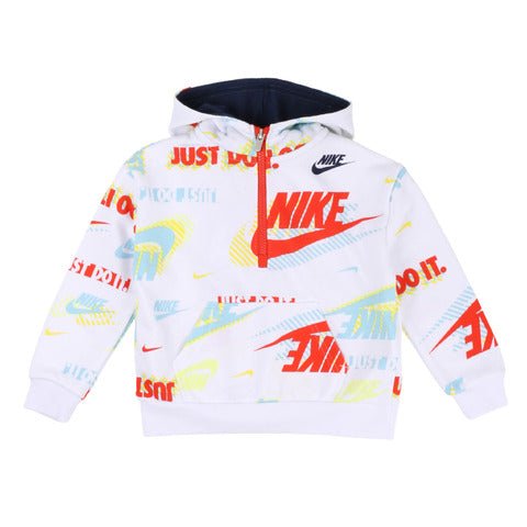 Nike Boys’ Just Do It Logo Print Hoodie – White - Little Looms