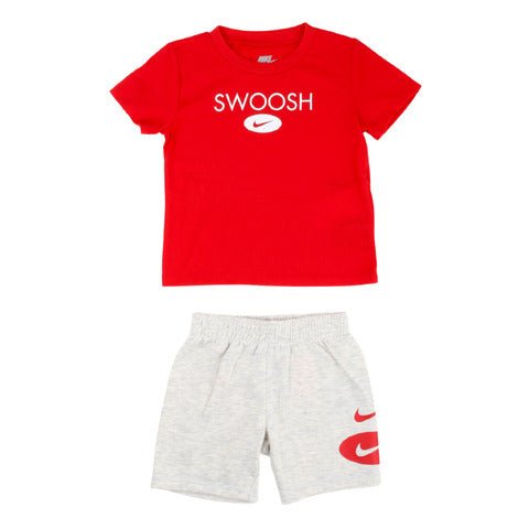 Nike Red & Gray Boy's Swoosh Graphic Short Set - Little Looms