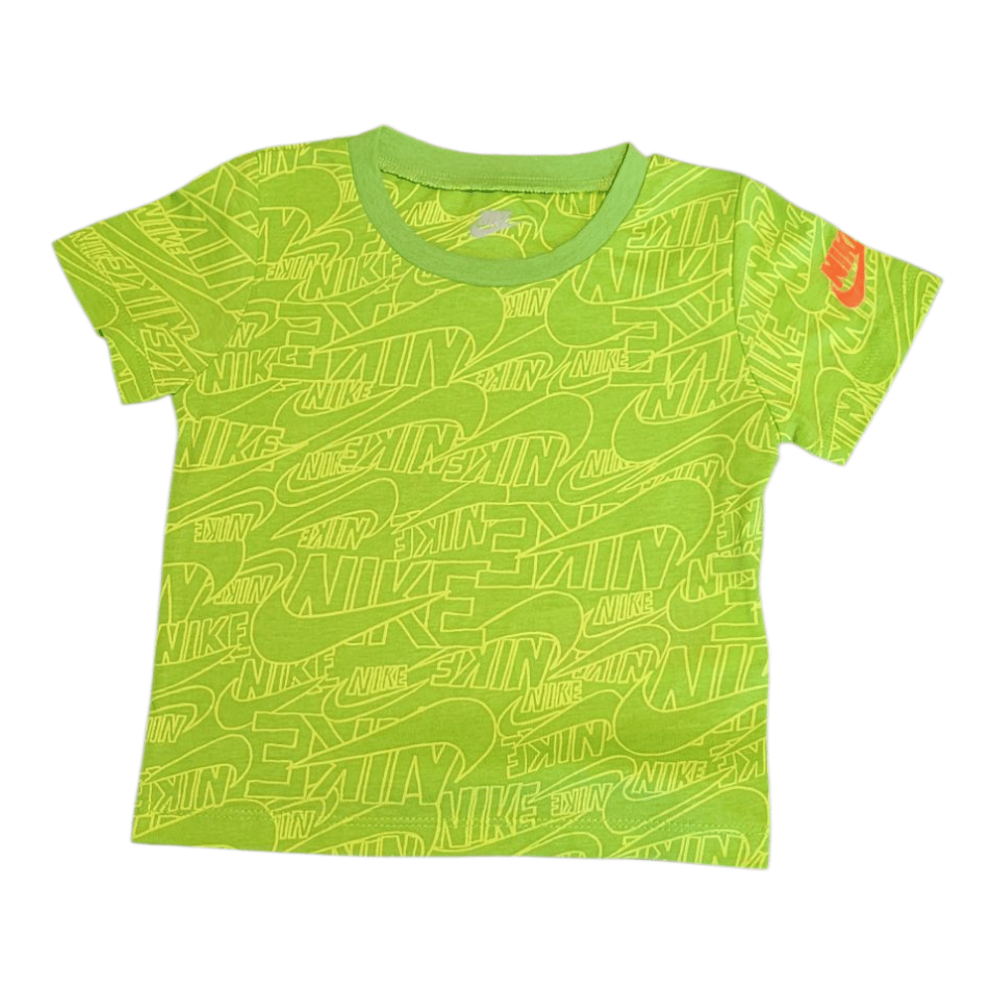 Nike Boys Lime Green Allover Logo Tee & Gray Shorts Set - Little Looms