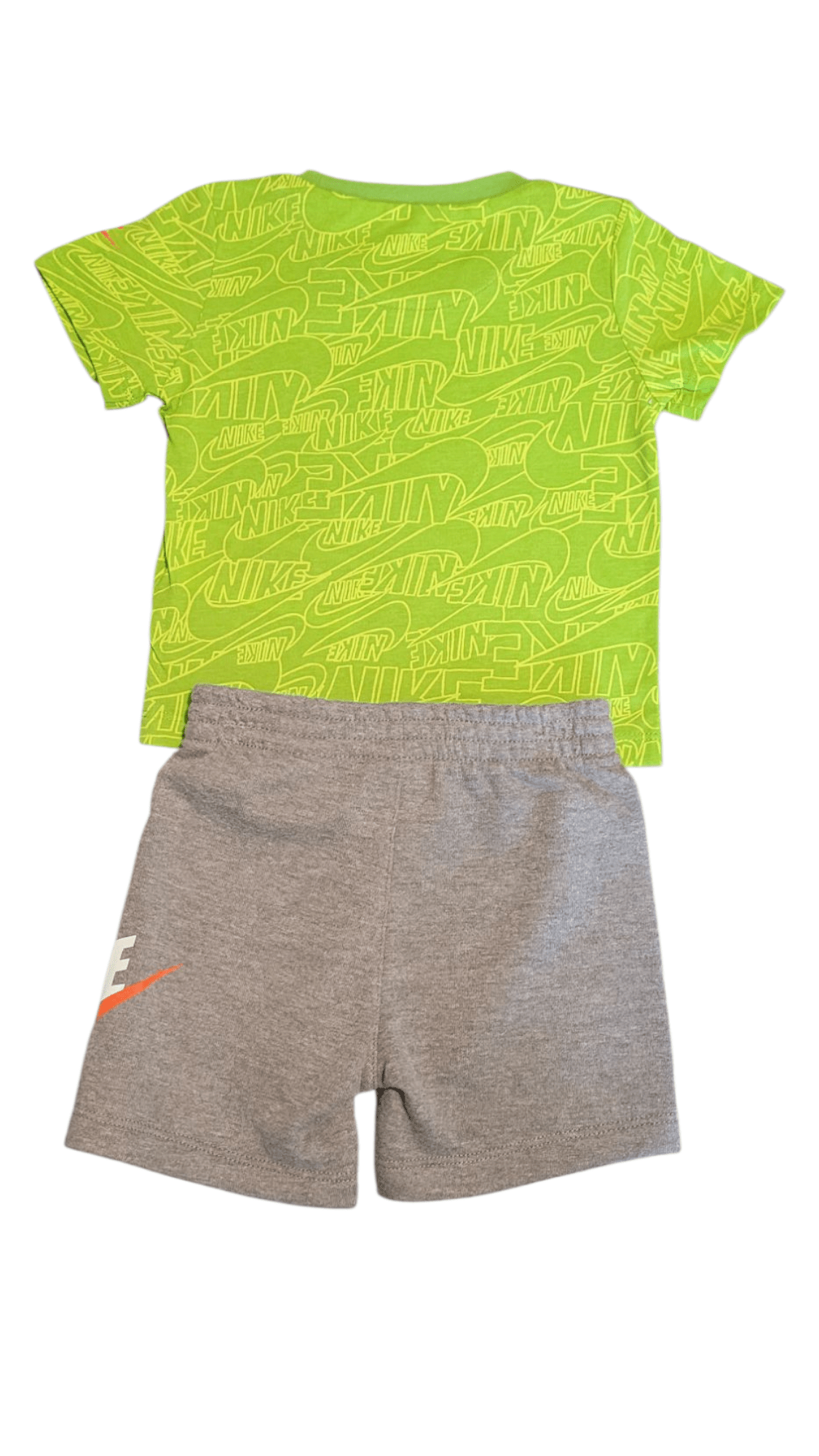 Nike Boys Lime Green Allover Logo Tee & Gray Shorts Set - Little Looms