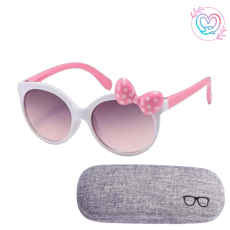 Polka Dot Bow Sunglasses w/Case - Black or White