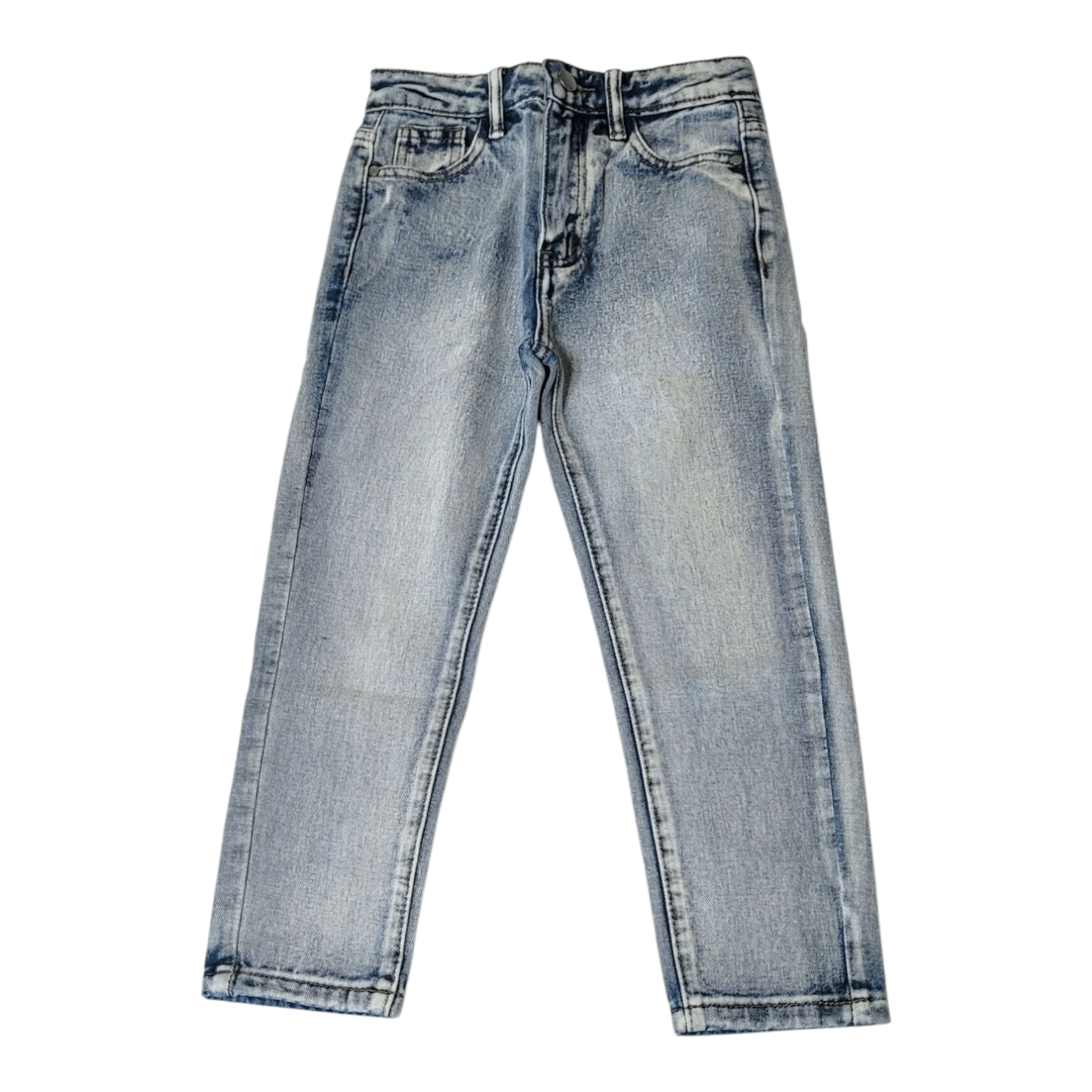 Boys’ Light Wash Slim Fit Denim Jeans – High Waist, Washed Cotton Blend - Little Looms