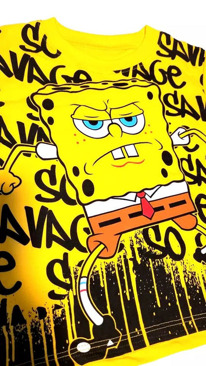 SpongeBob SquarePants Yellow "Savage" Toddler Tee - Little Looms